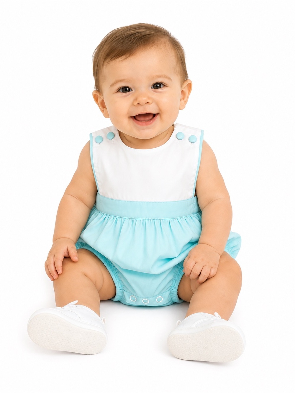 NWOT Heirloom style Remember Nguyen mint aqua/seafoam and white bubble romper